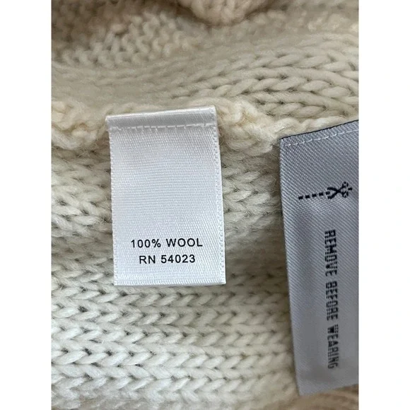 Banana Republic Womens Cream Cable Knit 100% Wool Button Shawl Collar Cardigan M - Picture 8 of 8